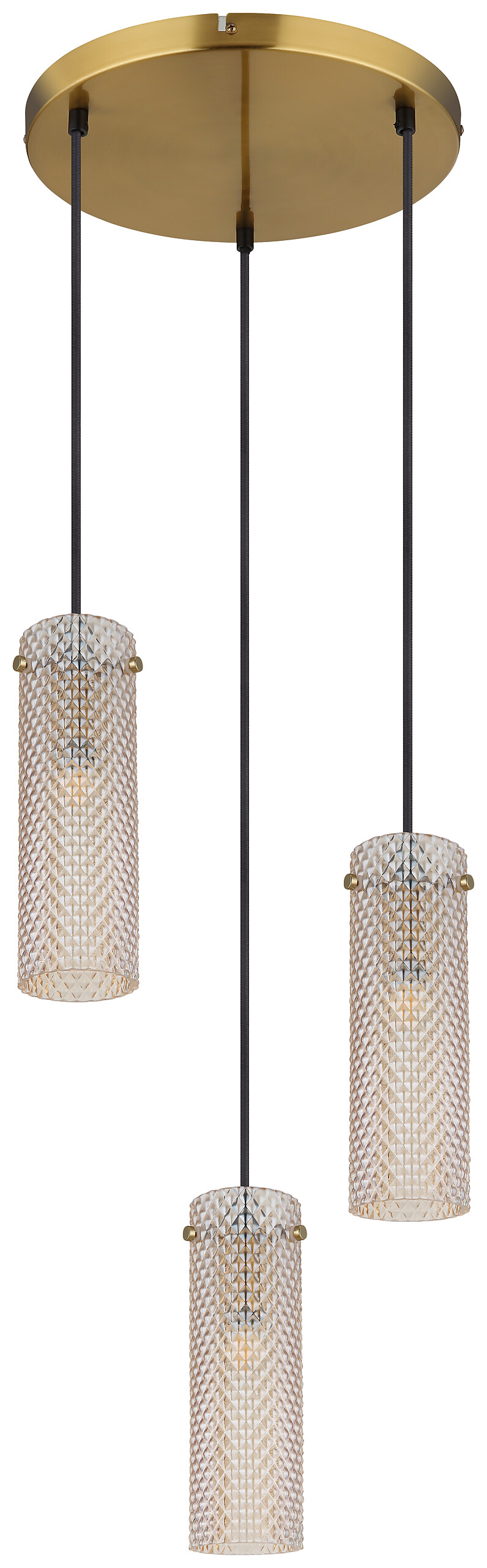 GLOBO Pendelleuchte amber gold Glas Metall H/D: ca. 120x35 cm E14 3 Brennstellen