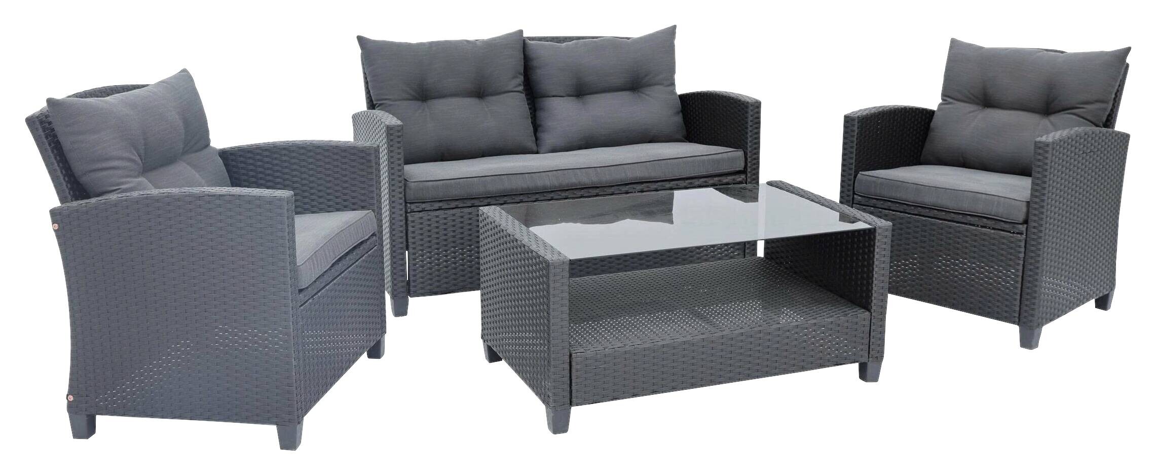 POCOline Gartensitzgruppe Mora grau Polyrattangeflecht