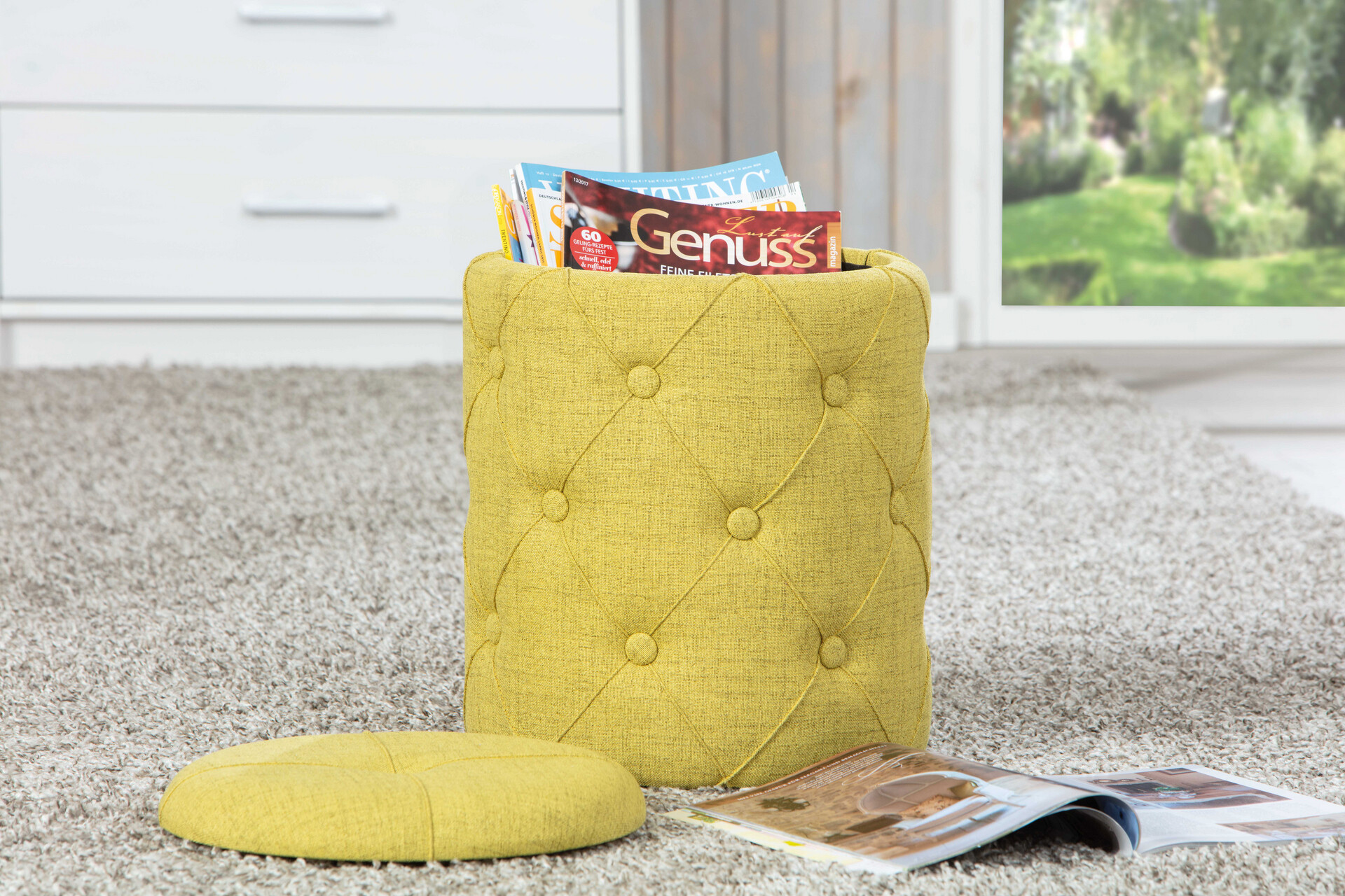 Inter Link Hocker Yapak gelb MDF B/H/T: ca. 34x40x34 cm