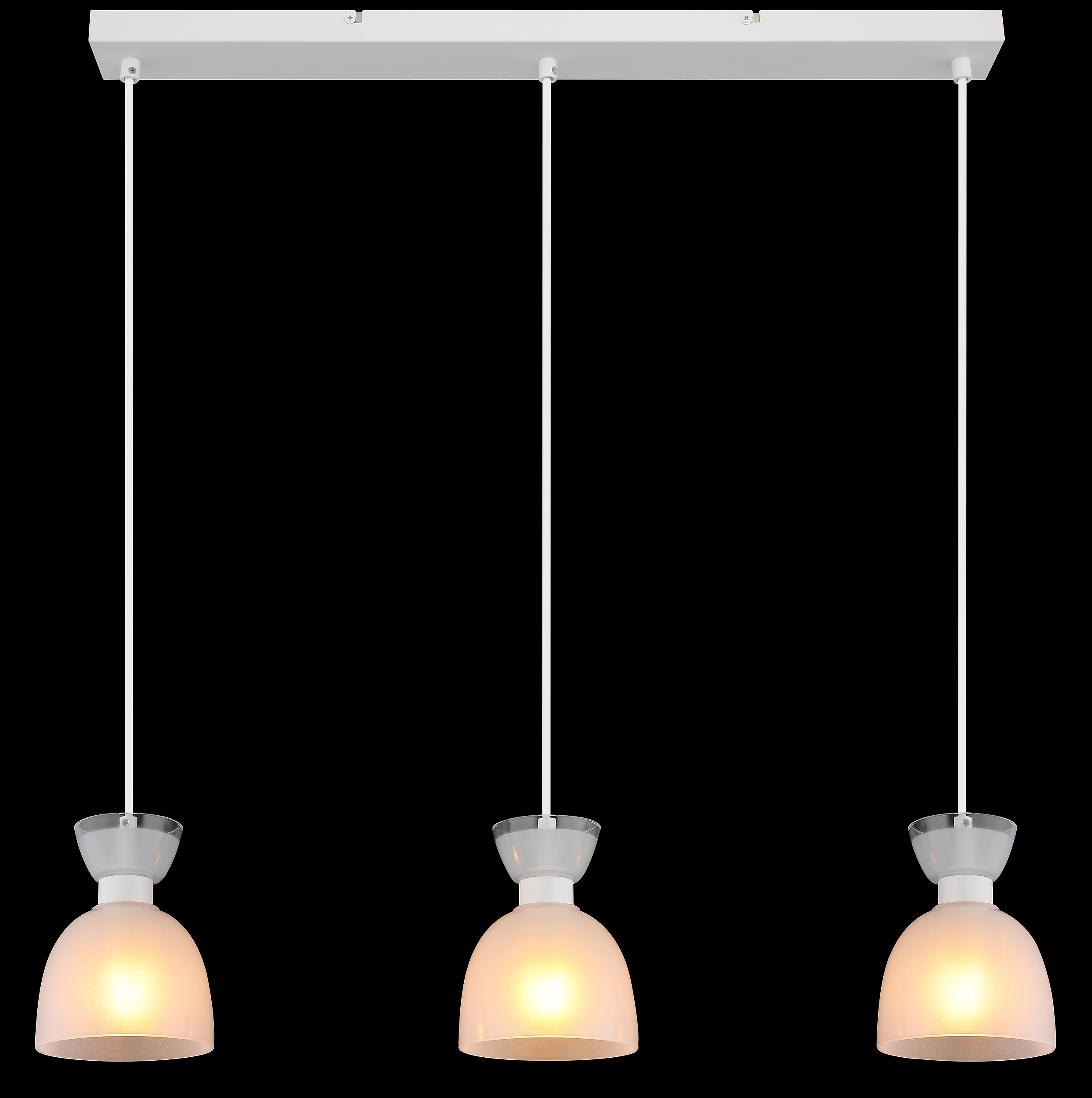 GLOBO Pendelleuchte Opal weiß Metall Glas B/H: ca. 65x120 cm E14 3 Brennstellen