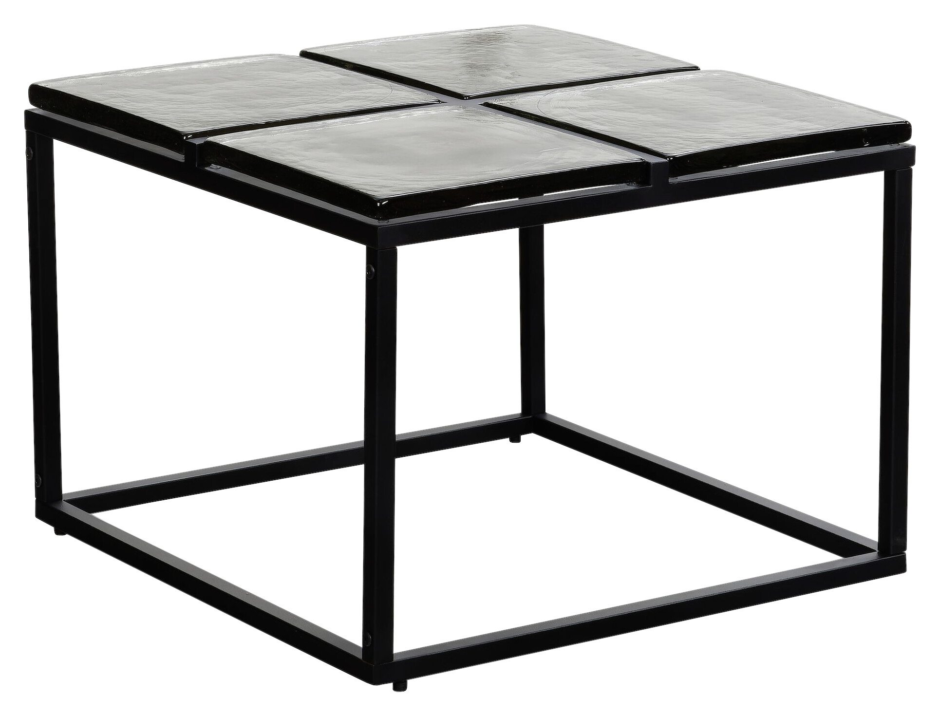 Wohnling Couchtisch klar schwarz Glas Metall B/H/T: ca. 58x43,5x58 cm