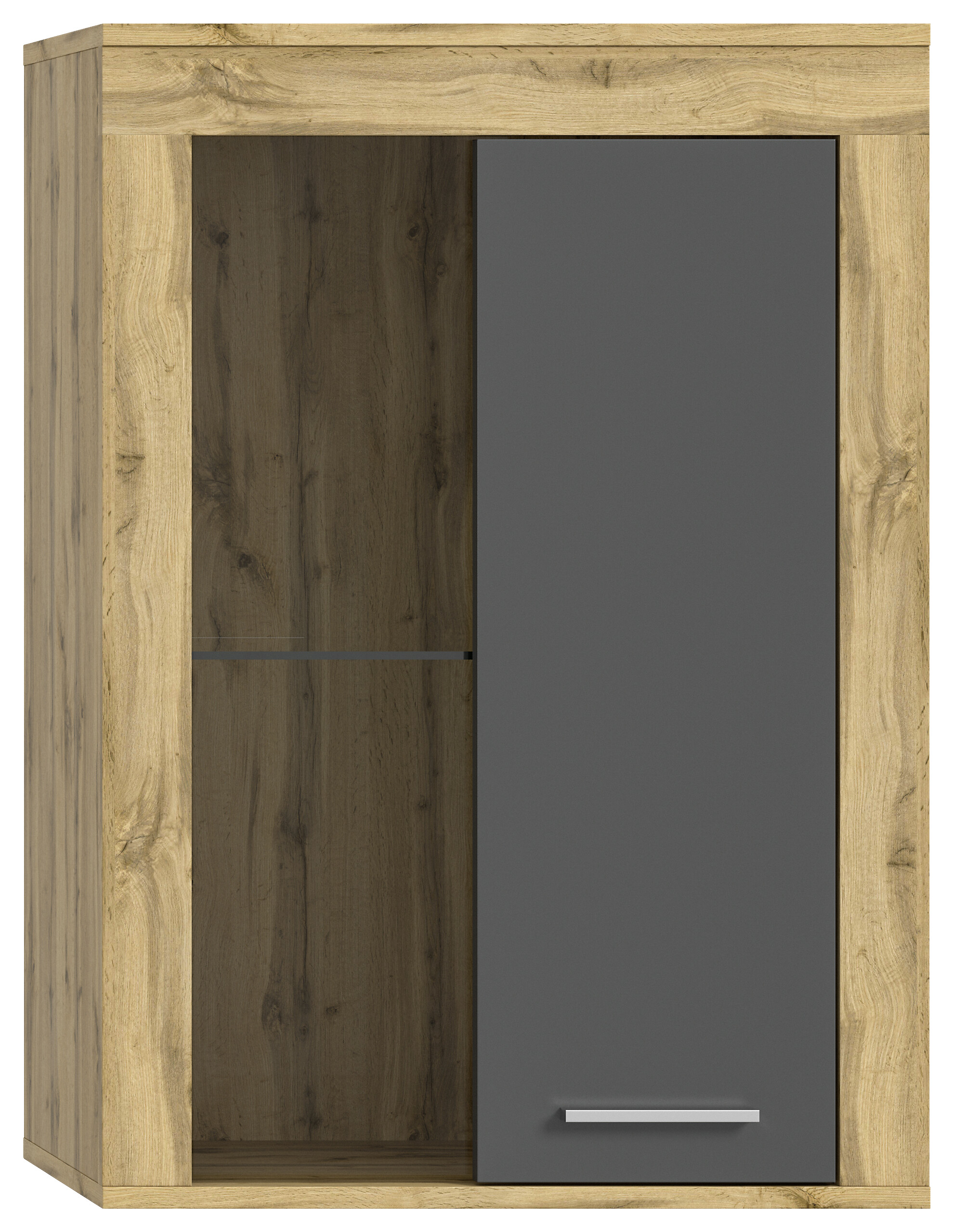 Vitrine Jam Eiche Wotan Nachbildung grau B/H/T: ca. 60x86x35 cm