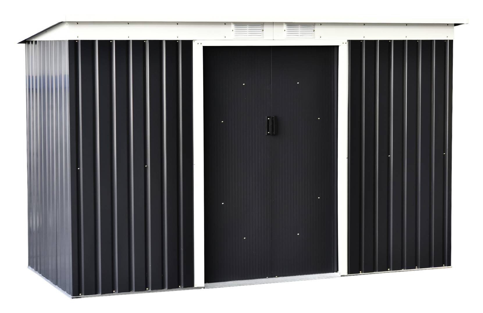 Outsunny Gartenschrank dunkelgrau Stahl B/H/L: ca. 130x173x277 cm