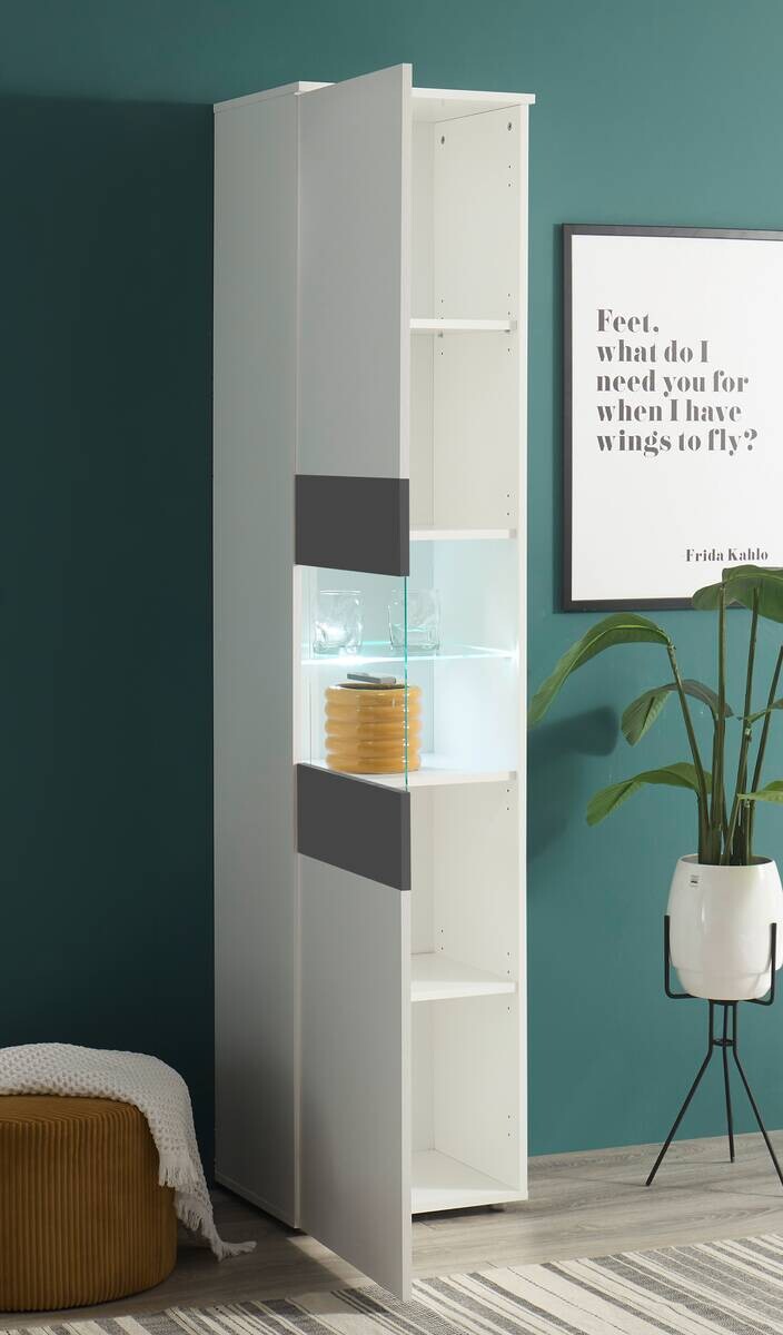 Vitrine Alex weiß Graphit B/H/T: ca. 45x195x37 cm