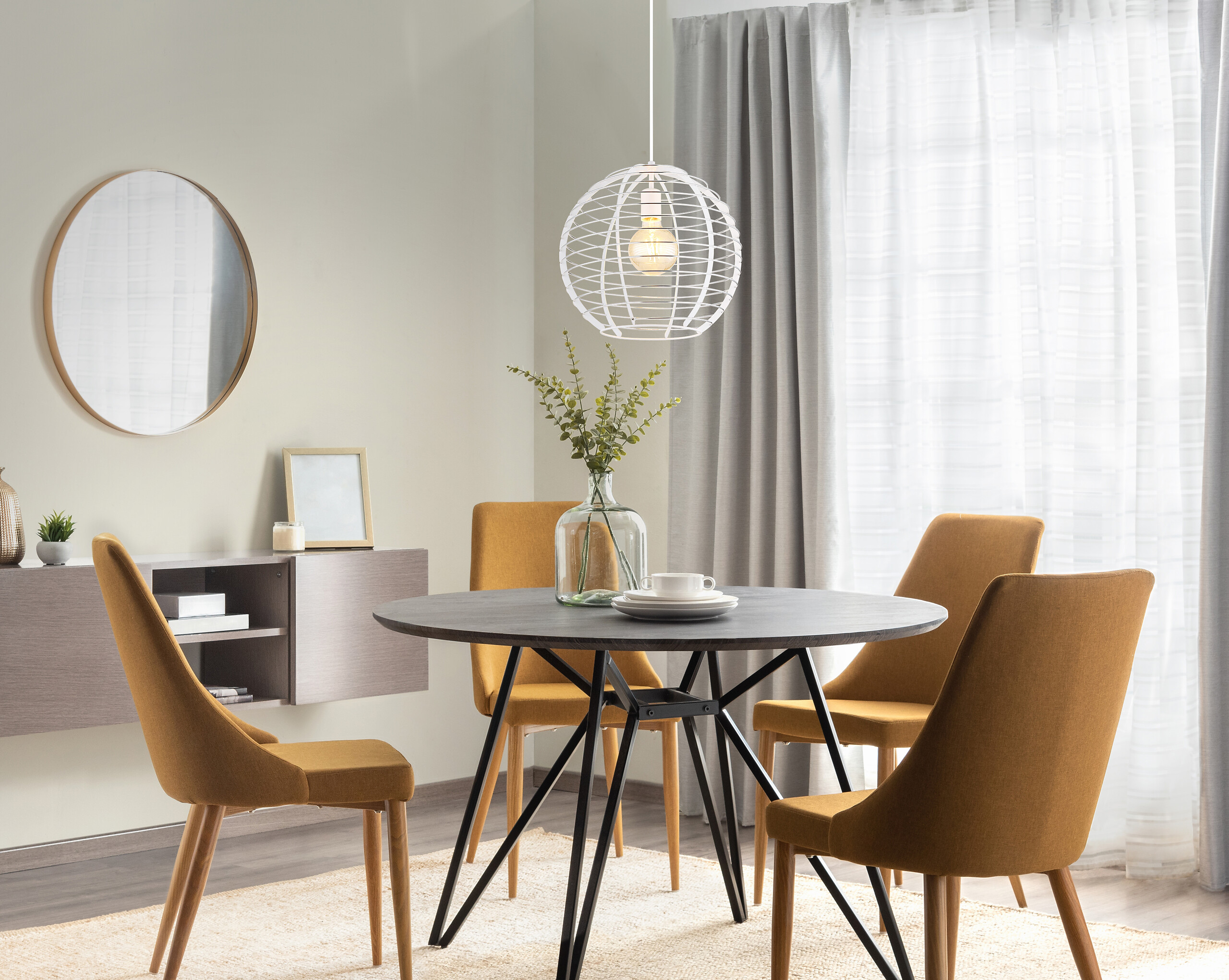 GLOBO Hängeleuchte Chrom weiß Metall Aluminium B/H/L: ca. 40x39,5x40 cm E27 1 Brennstellen