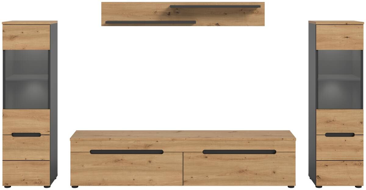 Wohnwand Canu basaltgrau Nachbildung Artisan Oak Nachbildung B/H/T: ca. 272x141x33 cm