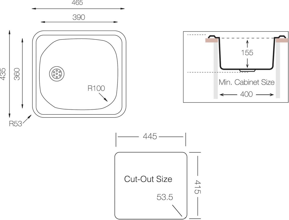 Respekta Einbauspüle Dallas B/H/T: ca. 46,5x15,5x43,5 cm Respekta Einbauspüle Dallas B/H/T: ca. 46,5x15,5x43,5 cm
