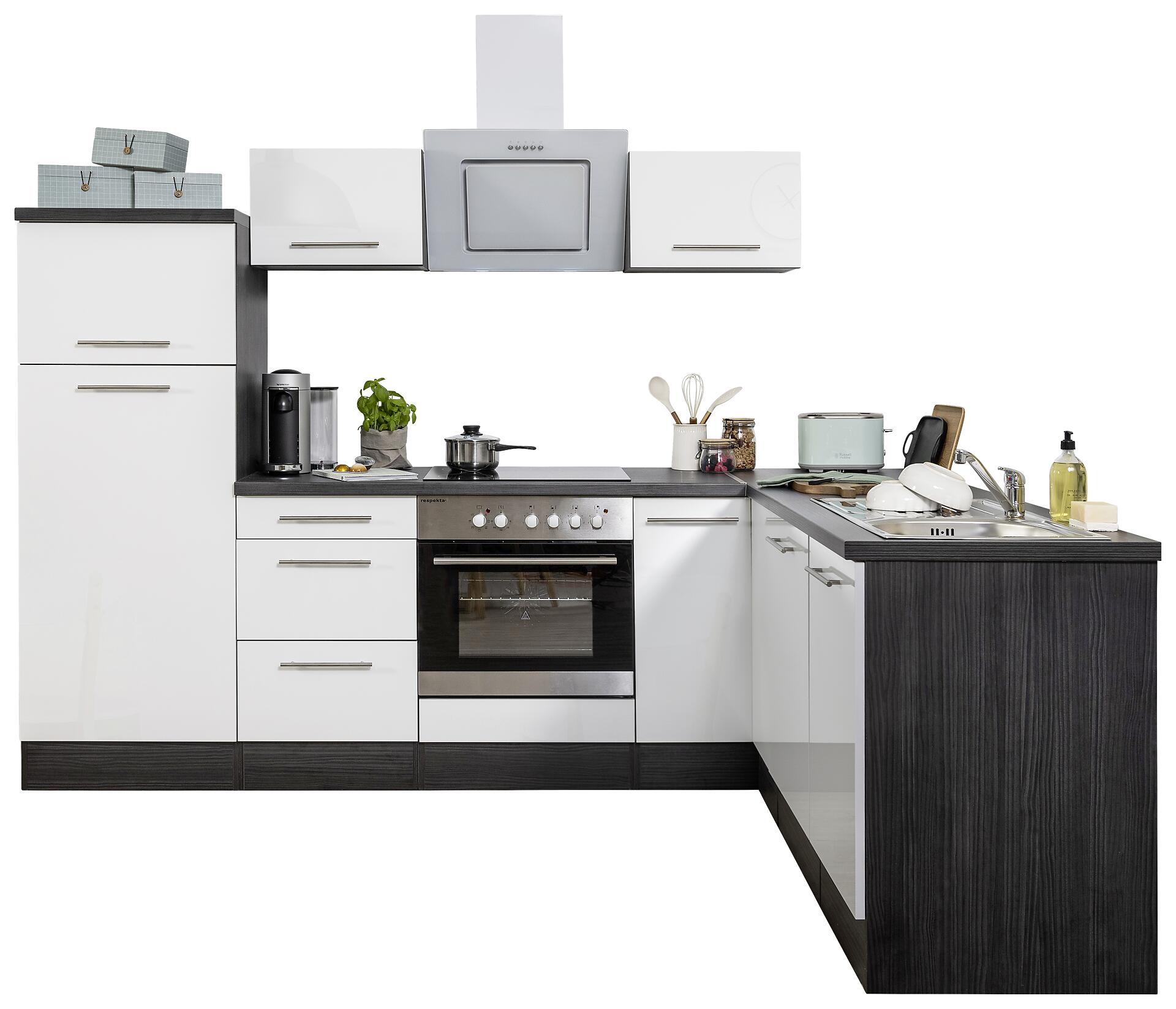 Respekta Küchenblock Premium weiß hochglänzend B/H/T: ca. 260x200x200 cm