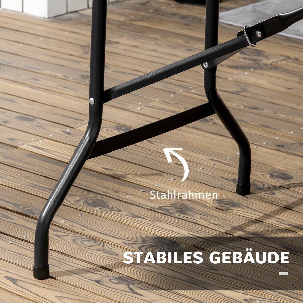 Outsunny Gartentisch dunkelgrau Polyethylen B/H/L: ca. 75,5x73x180 cm