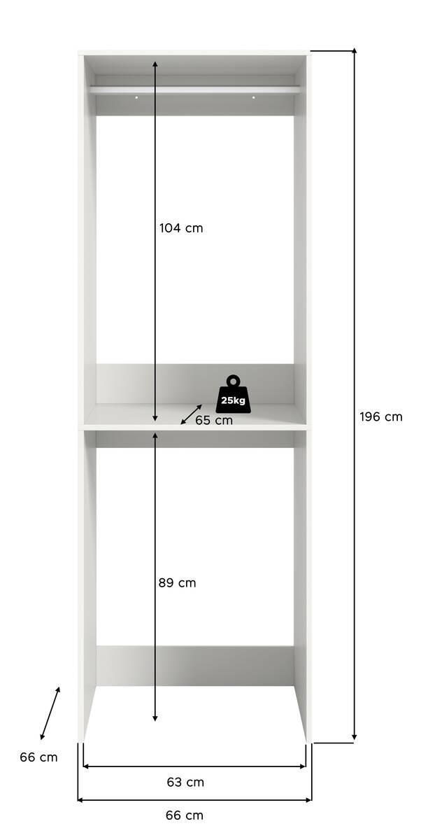 Waschmaschinenumbauschrank Free weiß B/H/T: ca. 66x196x66 cm