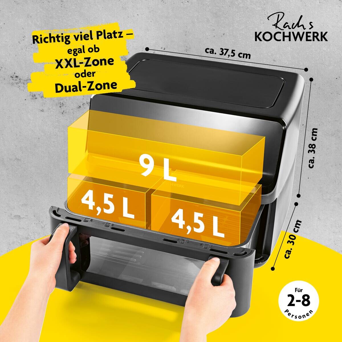 Rachs KOCHWERK Heißluftfritteuse 14349 schwarz Kunststoff B/H/L: ca. 37,5x38x30 cm ca. 9 l