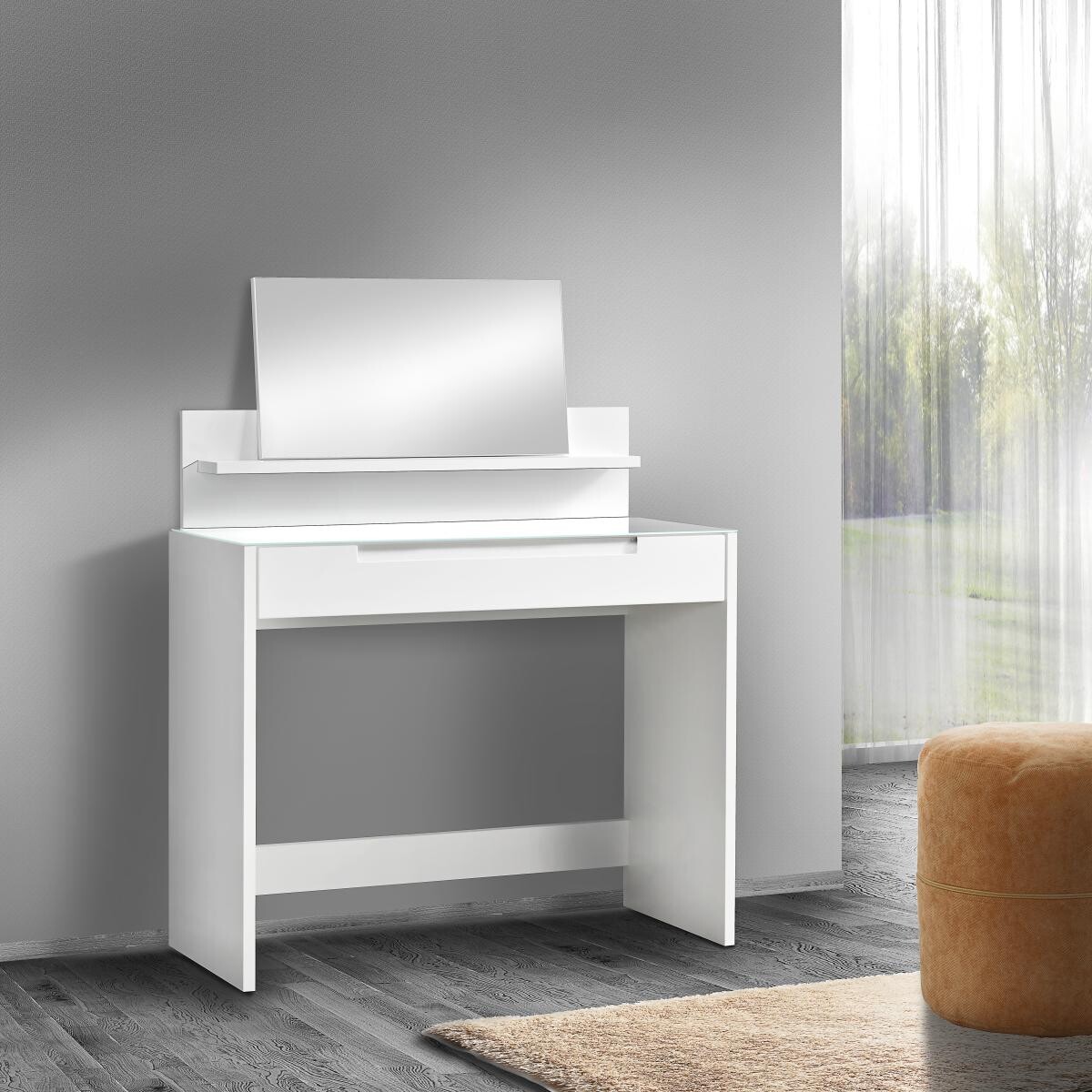 Schminktisch Mailand weiß weiß Hochglanz B/H/T: ca. 97x126x42 cm