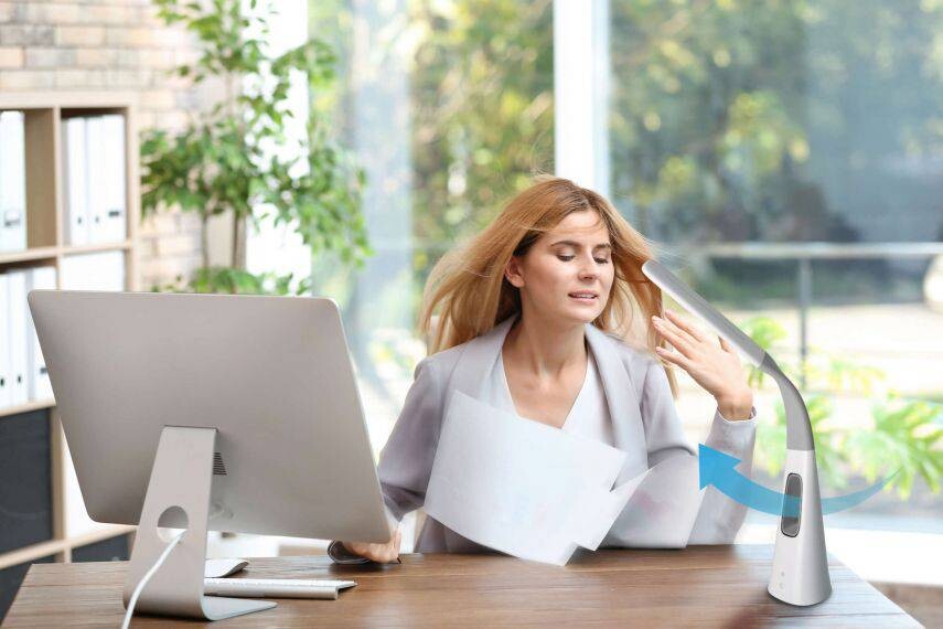 Näve Leuchten LED-Ventilatortischleuchte NV3187323 weiß Kunststoff B/H/T: ca. 10x40x12 cm null 1 Brennstellen