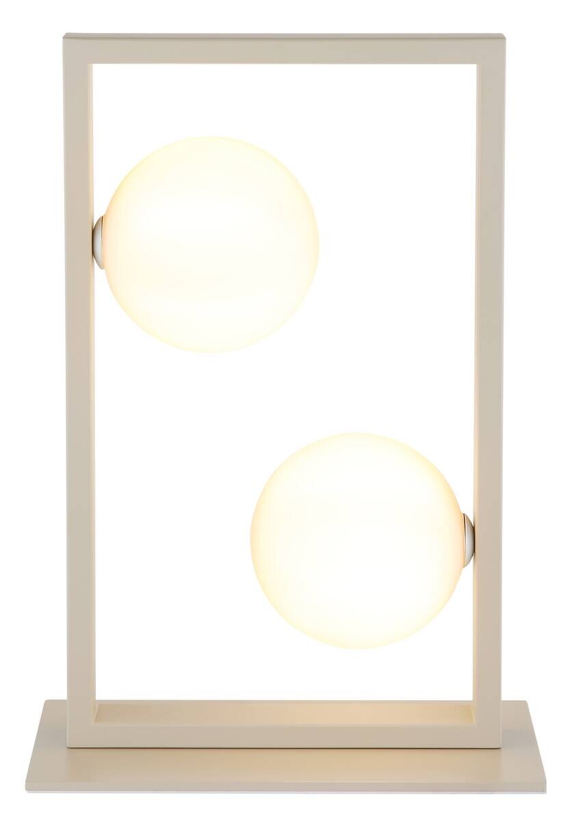 GLOBO Tischleuchte sand mattschwarz creme Glas Metall B/H/L: ca. 12x40x28 cm G9 2 Brennstellen