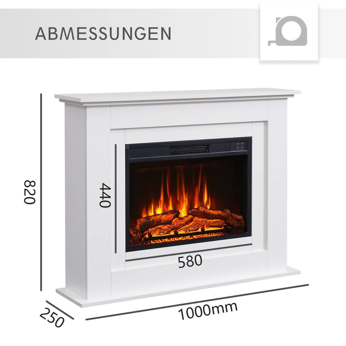 Balderia Elektrischer-Kamin EF447A-MT447A-W weiß B/H/T: ca. 82x100x25 cm