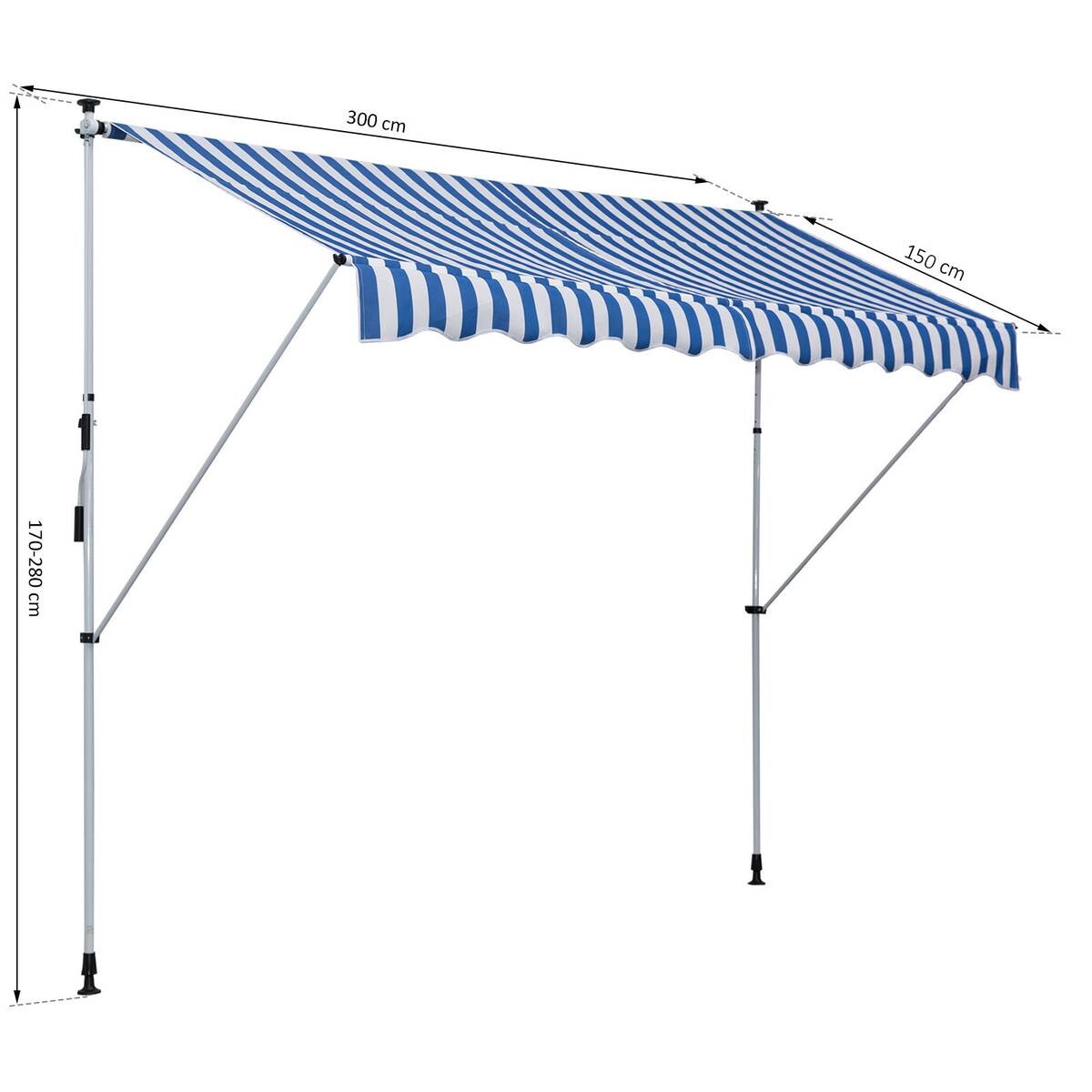 Outsunny Klemm-Markise blau B/H/L: ca. 300x280x150 cm