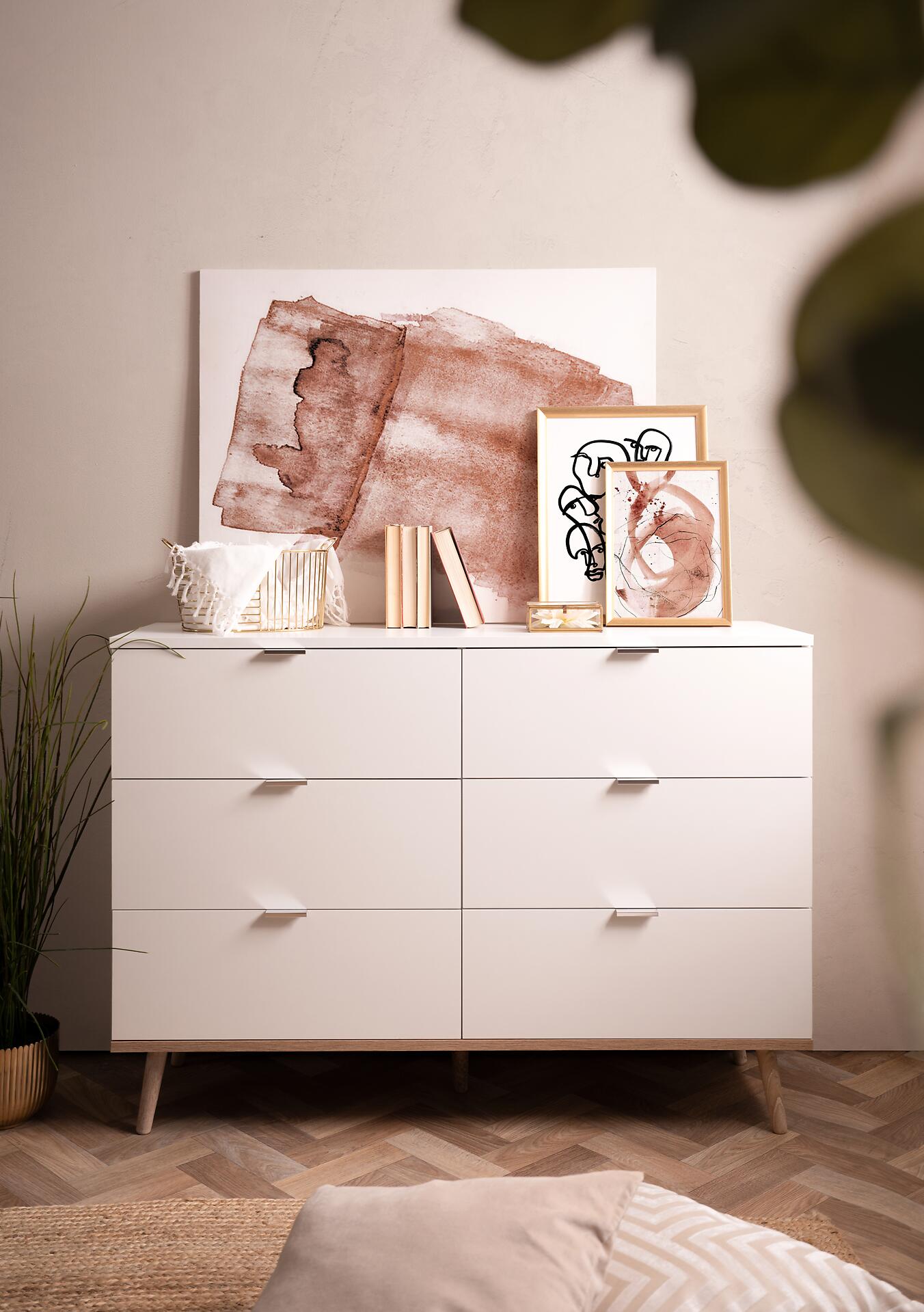 Kommode Göteborg weiß Eiche Sonoma Nachbildung B/H/T: ca. 120x87x40 cm