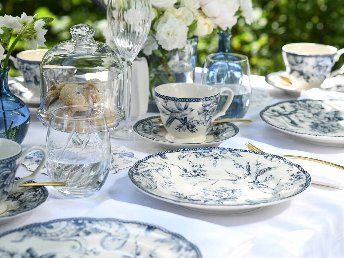 CreaTable Kaffeeservice Adelaide Blau blau Porzellan 12 tlg.