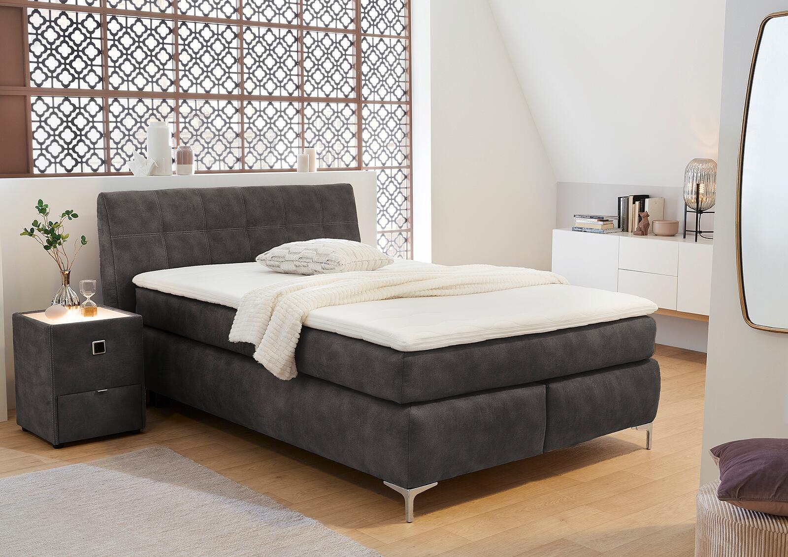 Boxspringbett  hellgrau Liegefläche B/L: ca. 140x200 cm