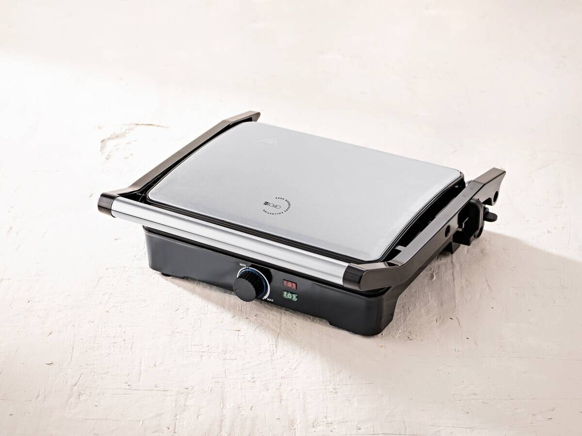 BERGNER Kontaktgrill silber B/H/L: ca. 15x37x38 cm