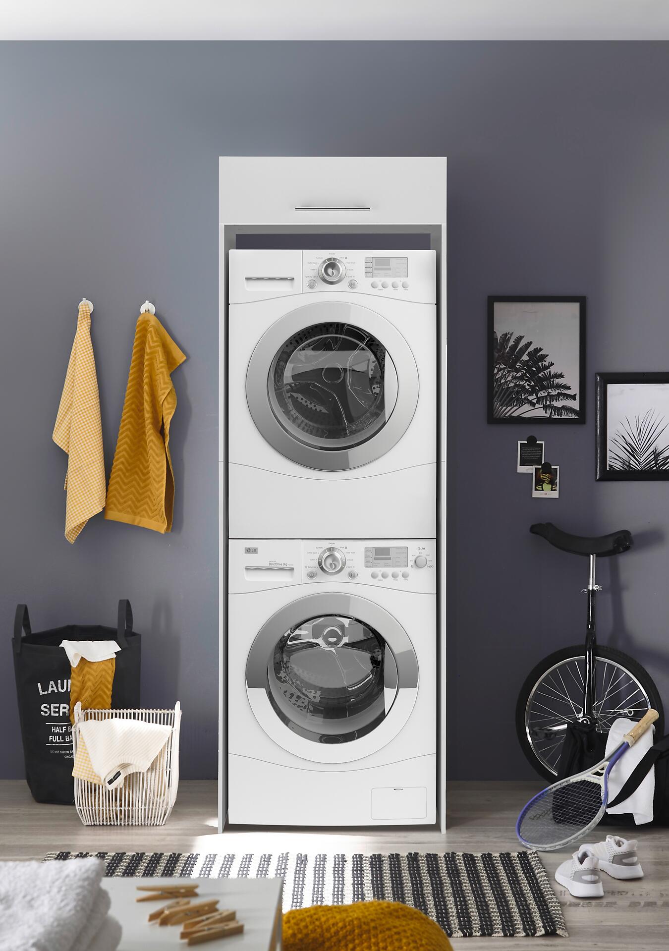 Respekta Waschmaschinenumbauschrank Clara weiß matt B/H/T: ca. 67,4x200x67,6 cm