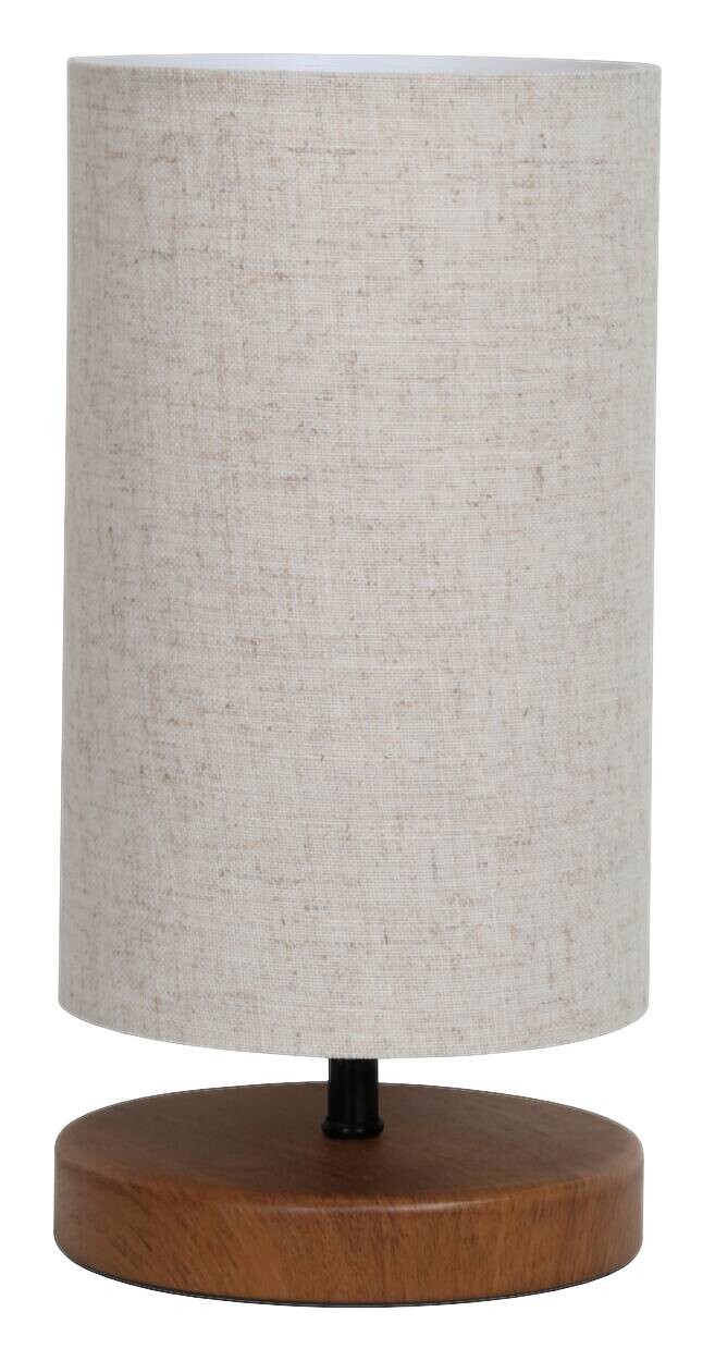 Opviq Tischleuchte creme Stoff Holz B/H/L: ca. 24x31x24 cm E14 1 Brennstellen