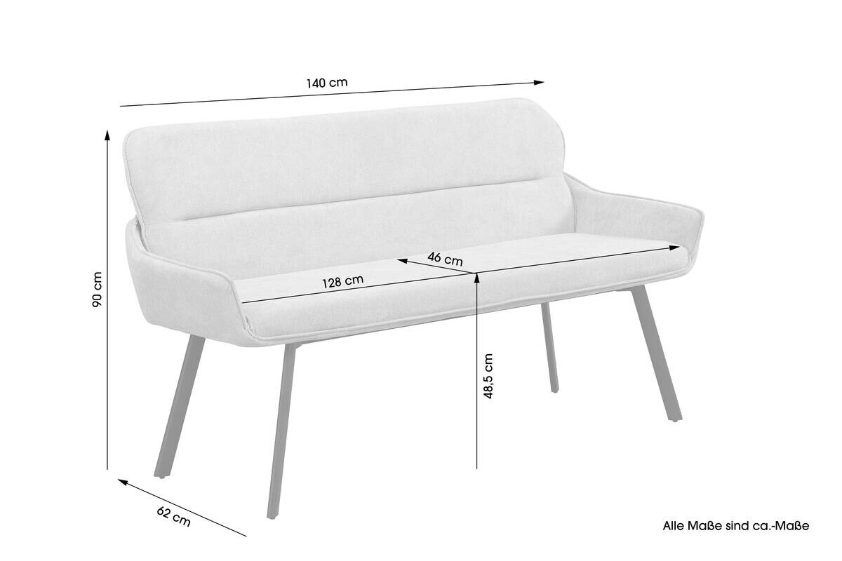 Sitzbank RICO schwarz taupe Metall Stoff B/H/T: ca. 140x90x62 cm