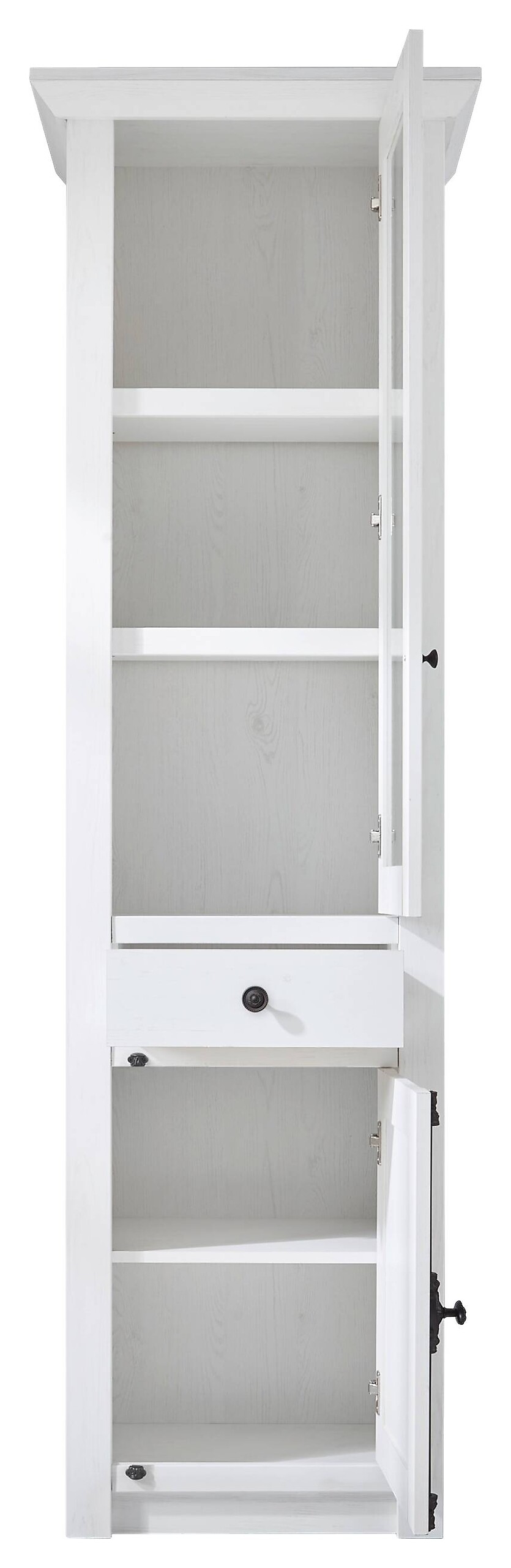 Vitrinenschrank Westerland weiß Pinie Nachbildung B/H/T: ca. 63x207x45 cm