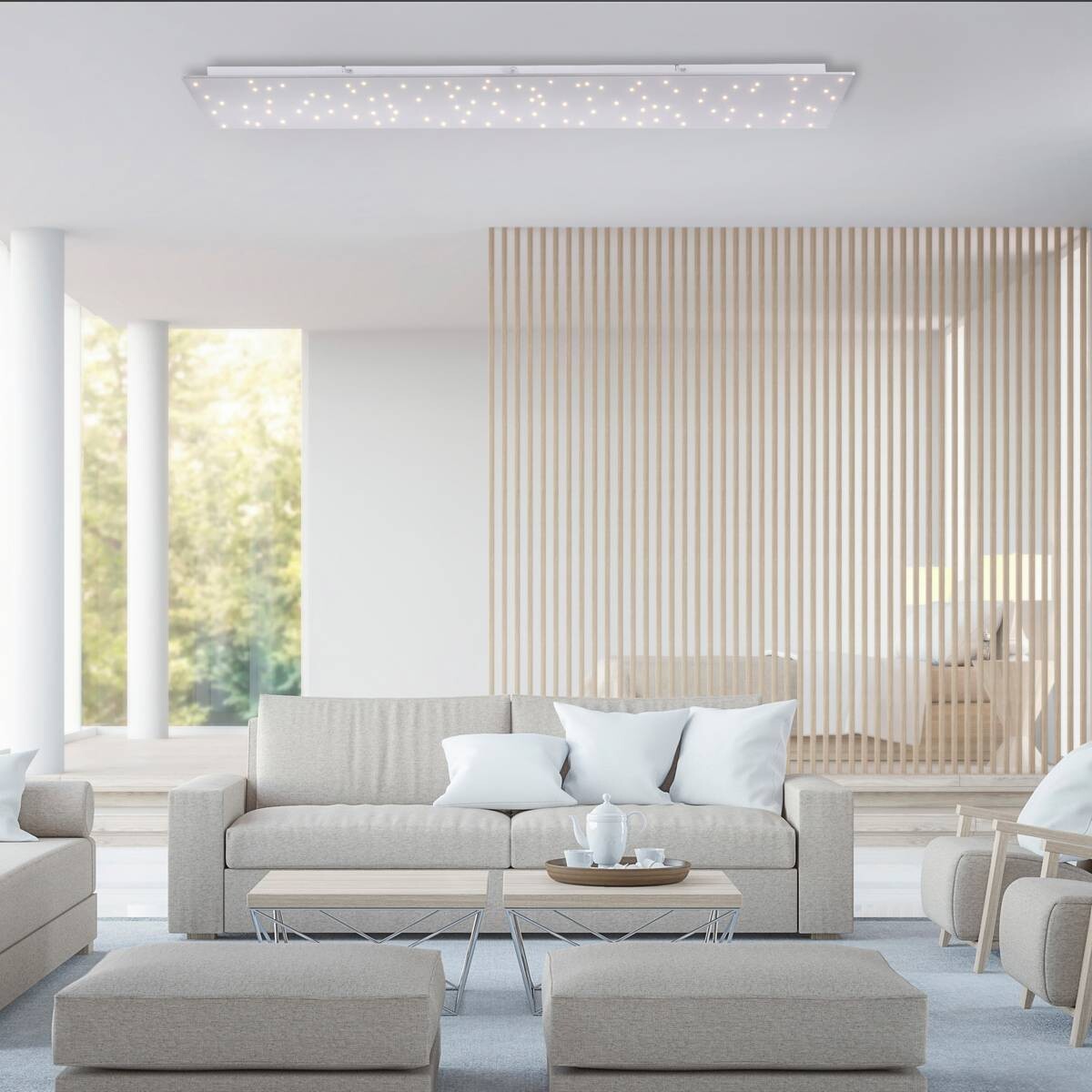 Just Light LED-Deckenleuchte SPARKLE 14672-55 stahlfarbig Metall B/H/T: ca. 25x4x100 cm 1 Brennstellen