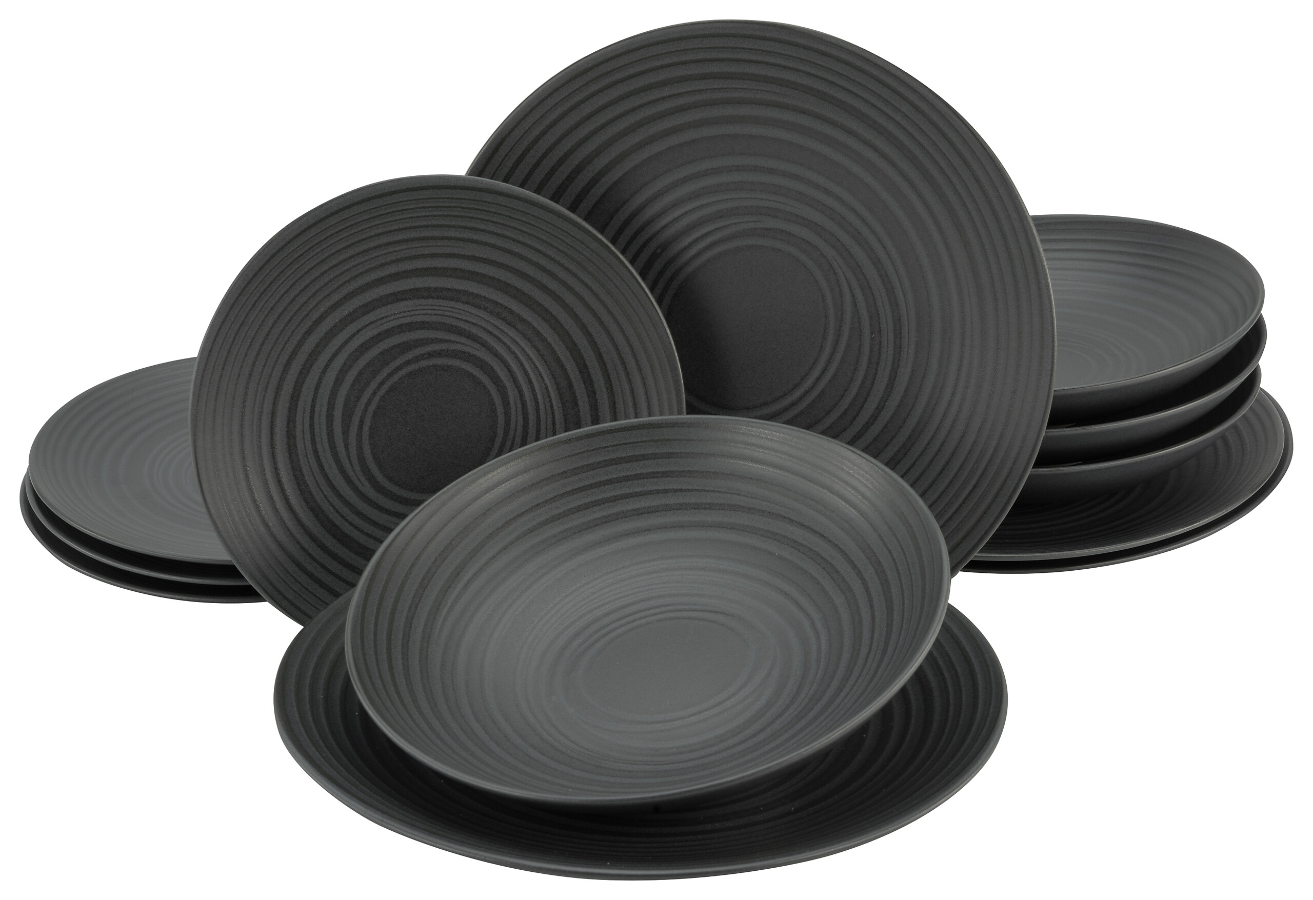 CreaTable Tafelservice Lava Stone schwarz Keramik 12 tlg.