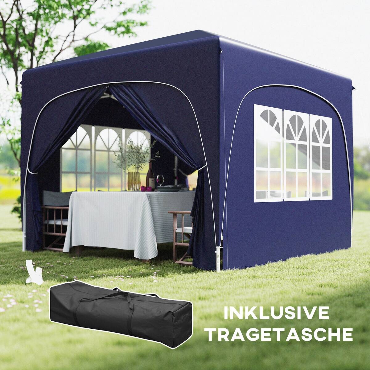 Outsunny Pavillon blau Polyester B/H/L: ca. 300x273x300 cm