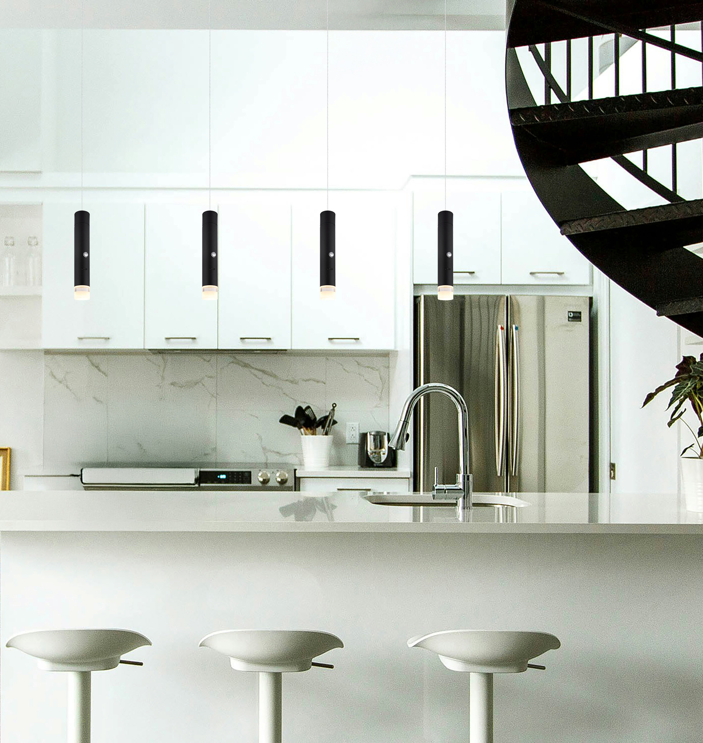 GLOBO LED-Hängeleuchte klar mattschwarz Metall Acryl H/D: ca. 120x3,8 cm 1.0 Brennstellen