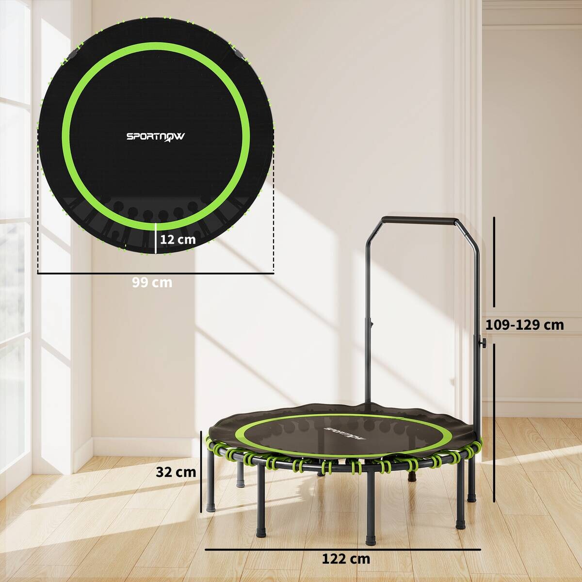 SPORTNOW Fitness Trampolin schwarz B/H/L: ca. 122x129x122 cm