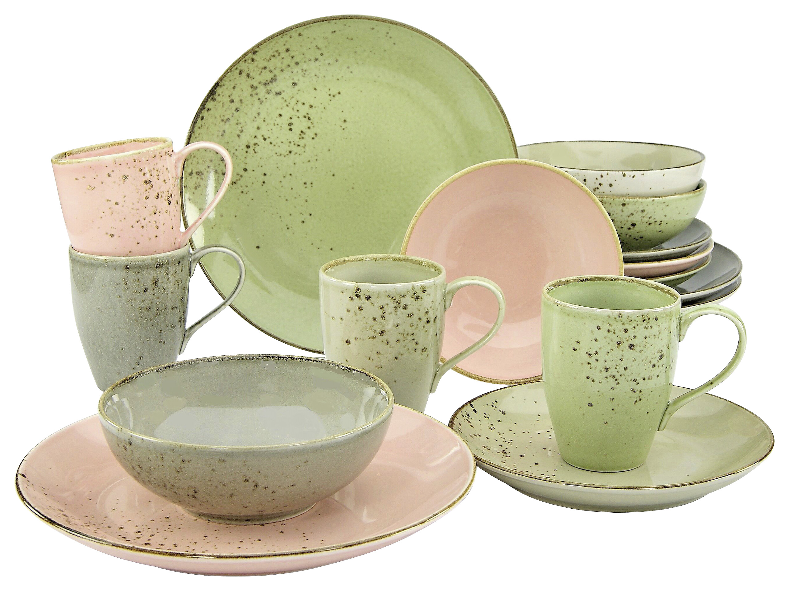 CreaTable Kombiservice Nature Collection VINTAGE GARDEN multicolor Steinzeug 16 tlg.