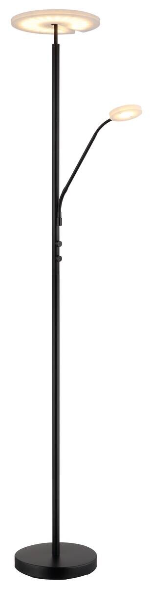 GLOBO Deckenfluter mattschwarz Satiniert Metall Acryl H/D: ca. 180x30 cm 2 Brennstellen