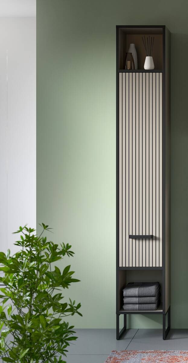 Badhochschrank BAGNO schwarz Kaschmirgrau Nachbildung B/H/T: ca. 30x192x32 cm