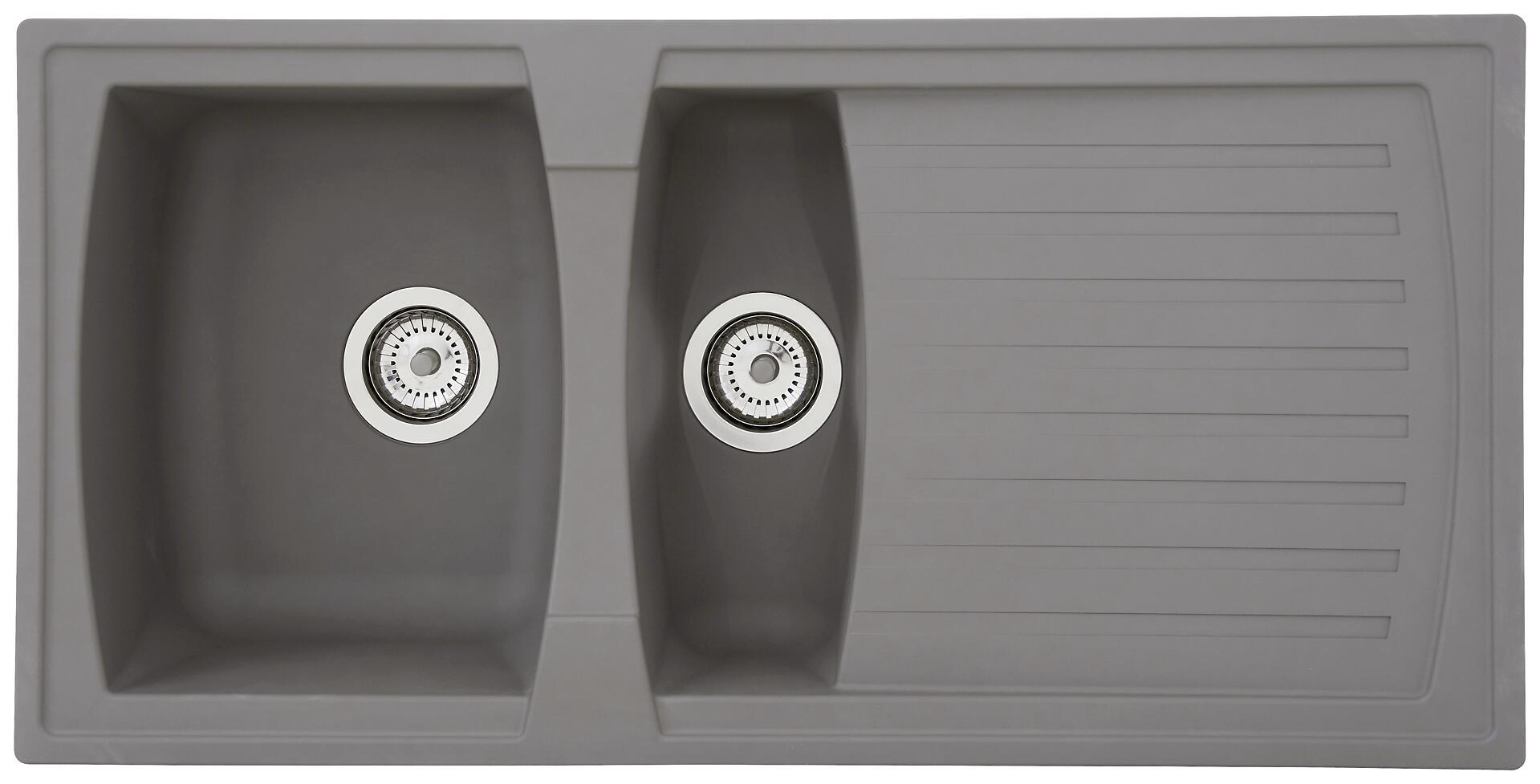Respekta Einbauspüle Boston 100 x 50 G Beton grau Mineralite B/H/T: ca. 100x20x50 cm