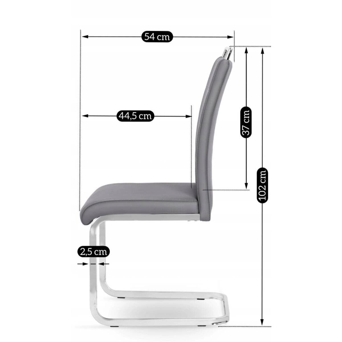 Stuhl LOCA grau Kunstleder B/H/T: ca. 43x102x54 cm