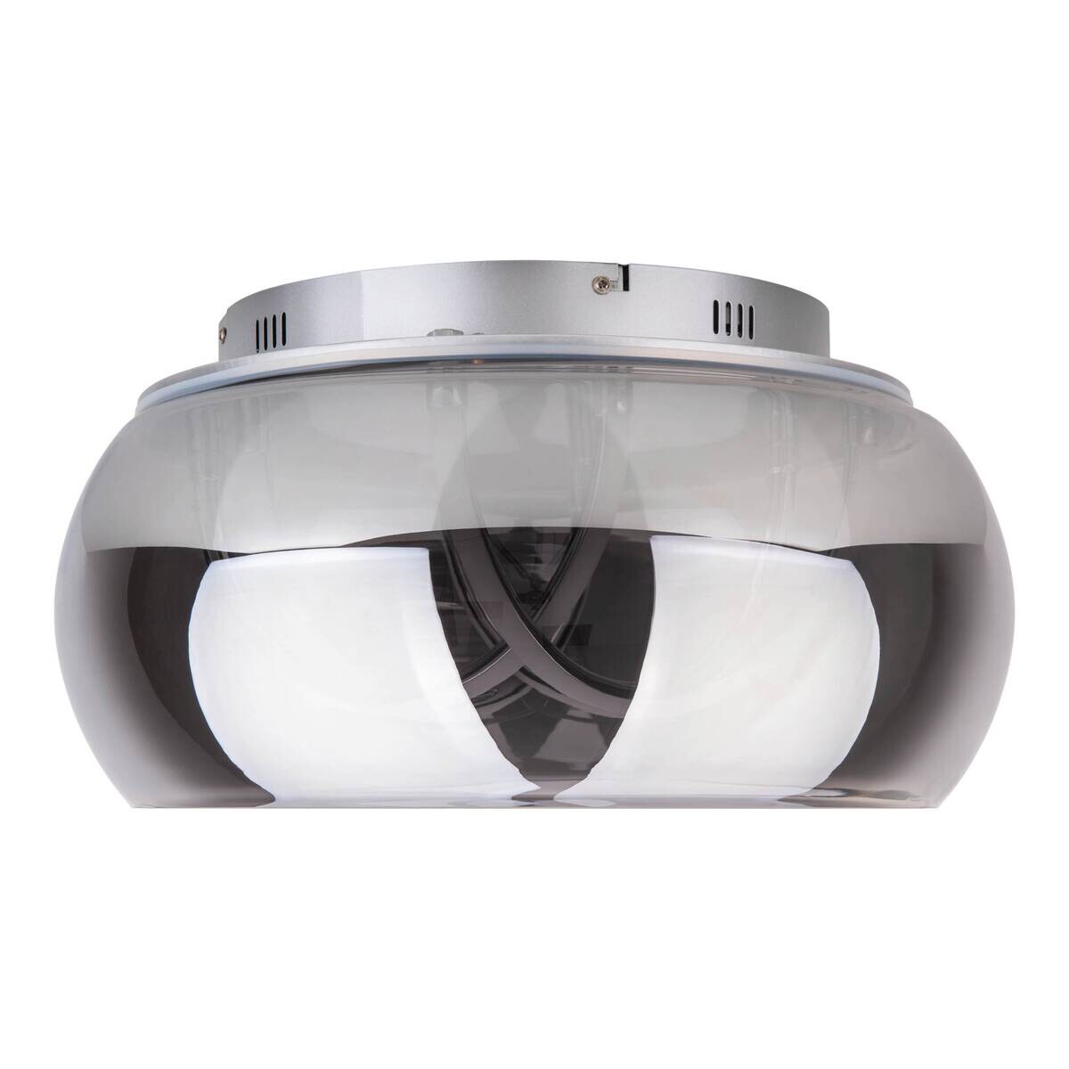 Näve Leuchten LED-Deckenleuchte Chrom Metall Glas B/H/T/D: ca. 45x23,5x45x45 cm