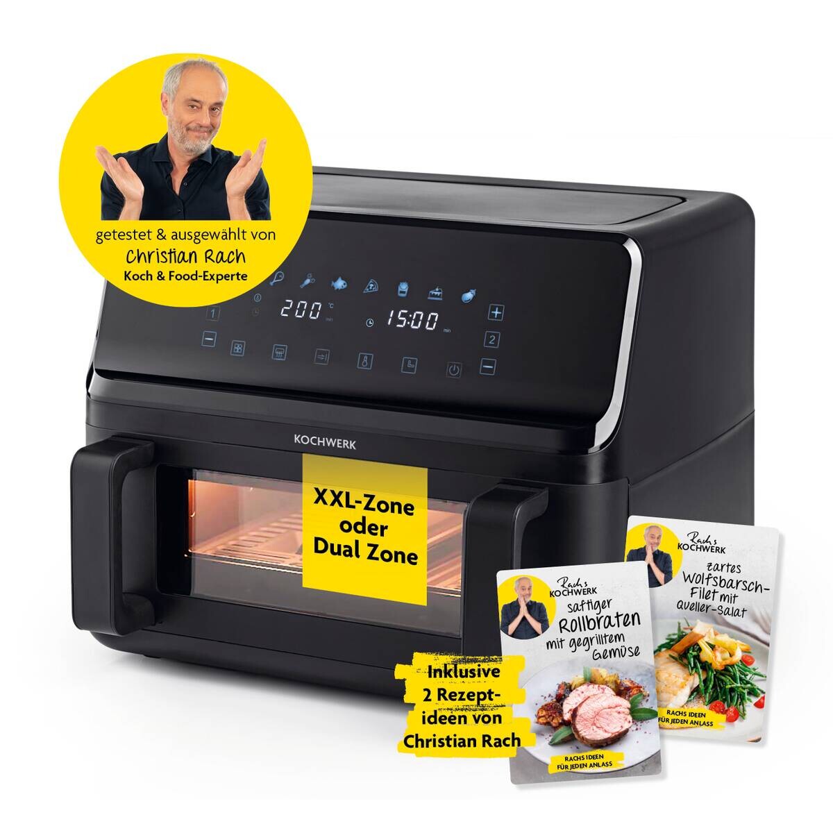 Rachs KOCHWERK Heißluftfritteuse 14349 schwarz Kunststoff B/H/L: ca. 37,5x38x30 cm ca. 9 l