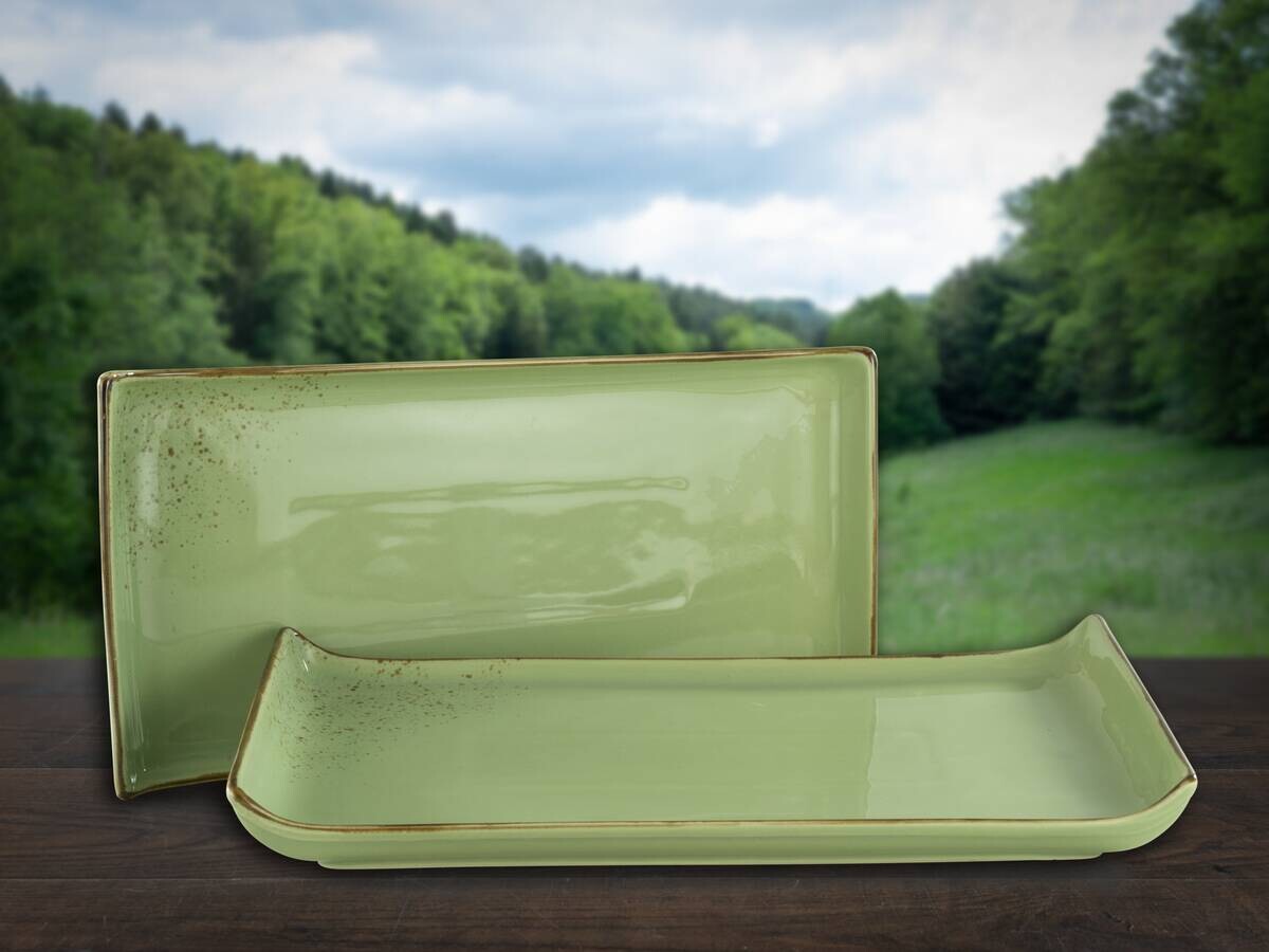 CreaTable Servierplatte NATURE COLLECTION grün Steinzeug B/L: ca. 165x33 cm