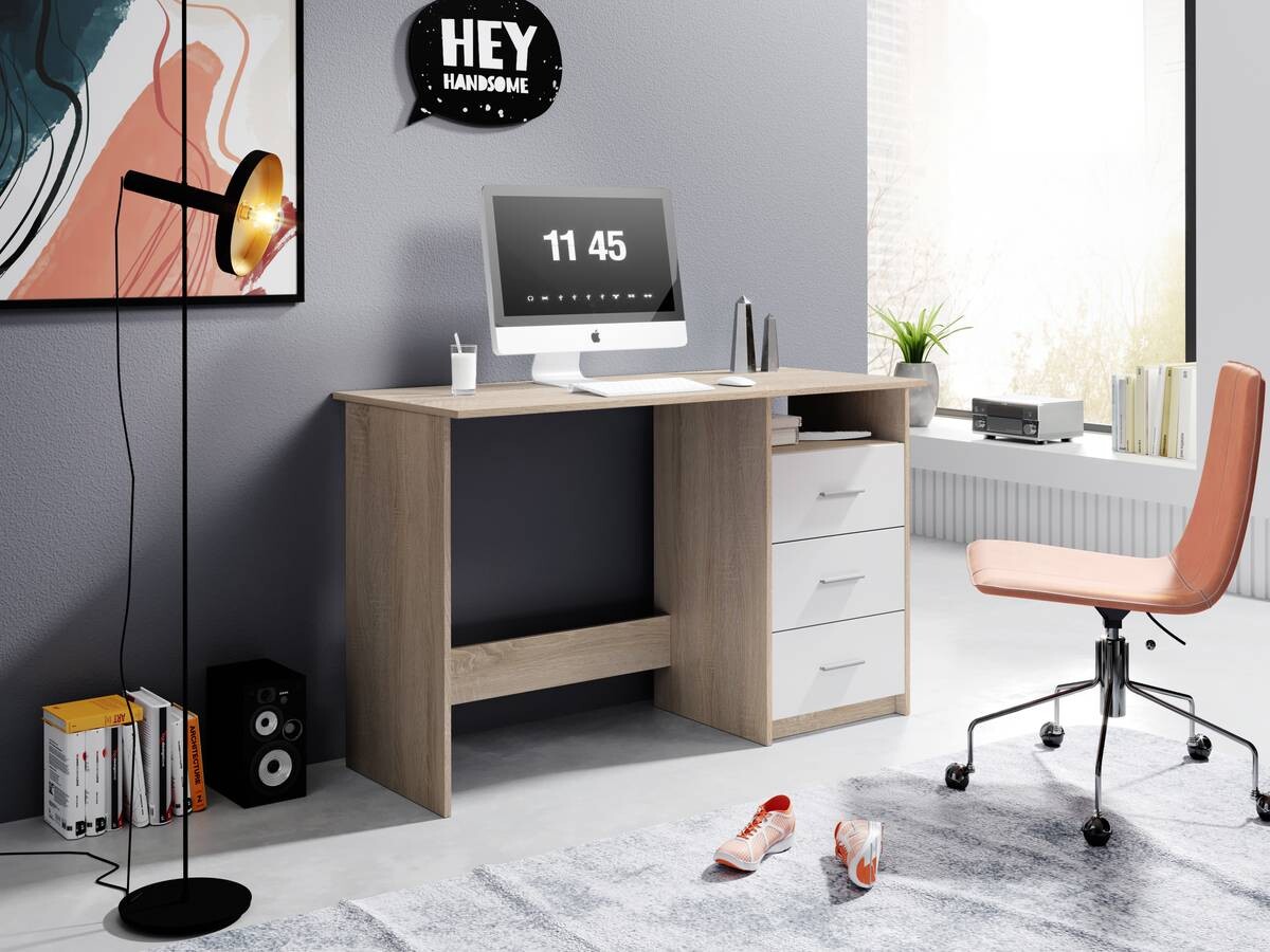 Schreibtisch Adria Eiche Sonoma Nachbildung weiß B/H/T: ca. 123x77x50 cm