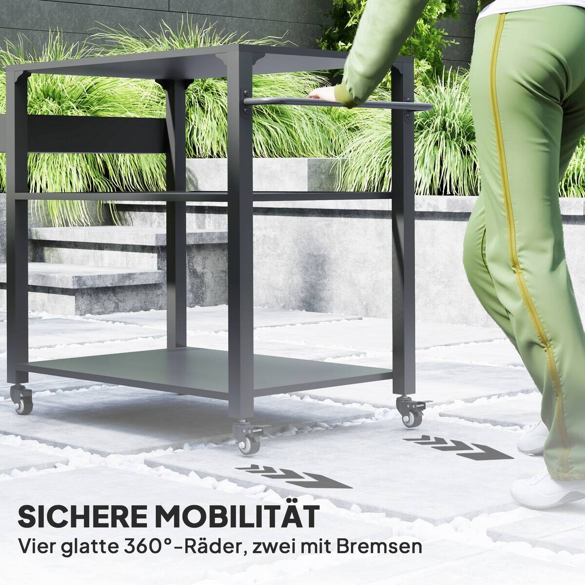 Outsunny Grillwagen Metall B/H/L: ca. 50x79x105 cm