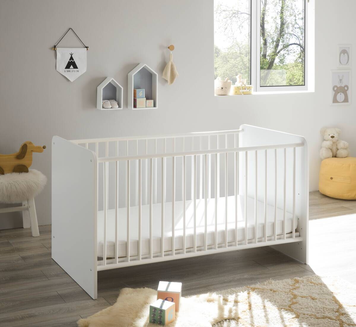 Babybett Alex weiß Graphit Liegefläche B/L: ca. 70x140 cm