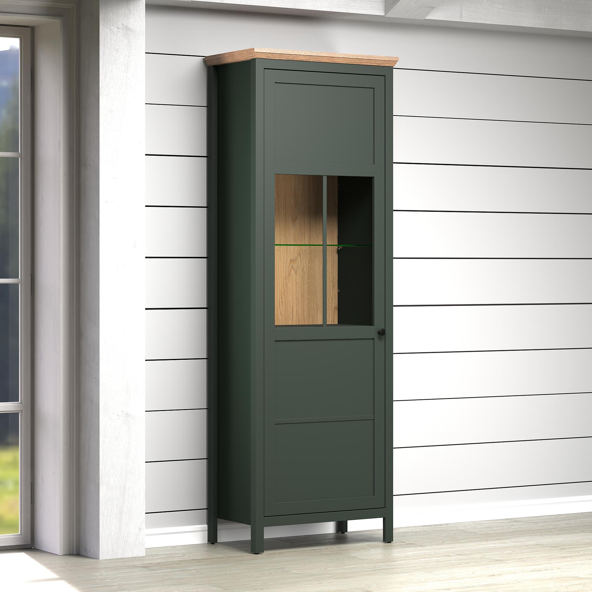 Vitrine Stanton tannengrün Eiche Evoke Coast Nachbildung B/H/T: ca. 69x198x39 cm