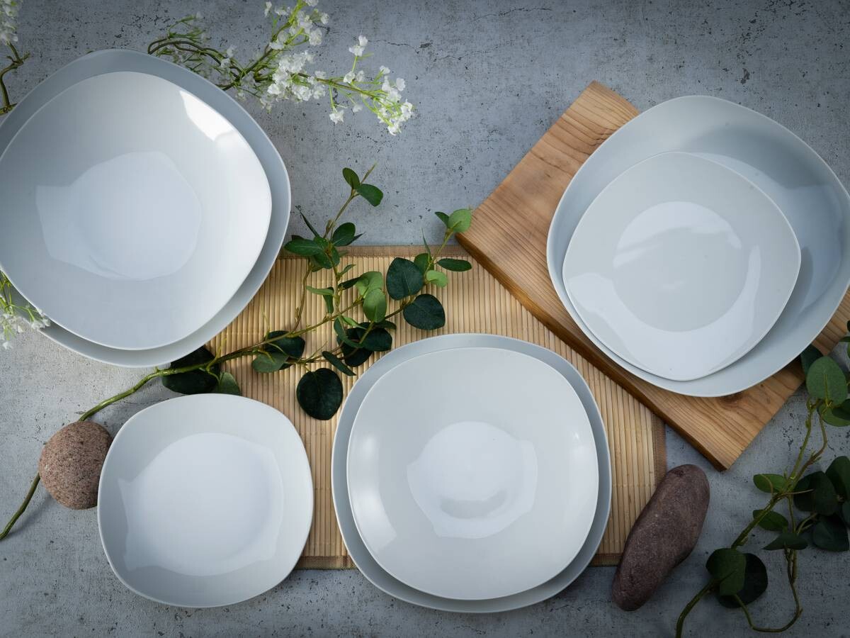 CreaTable Tafelservice Square weiß Porzellan 18 tlg.