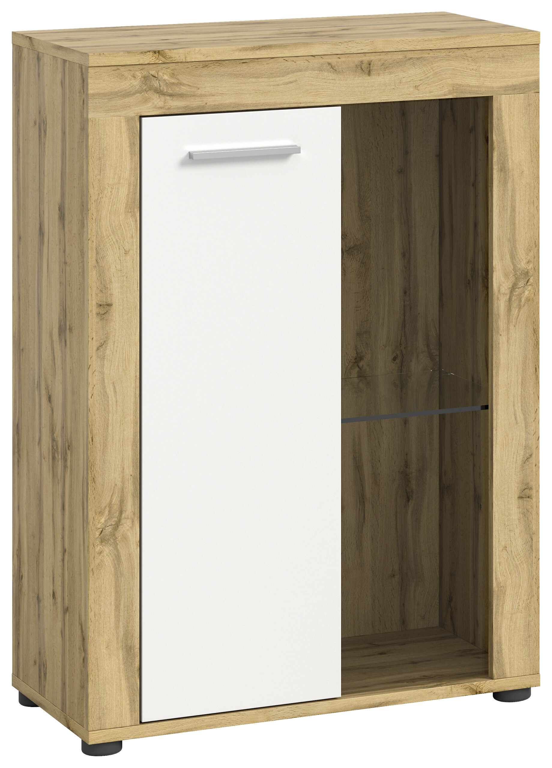 Vitrine Jam Eiche Wotan Nachbildung weiß B/H/T: ca. 60x86x35 cm