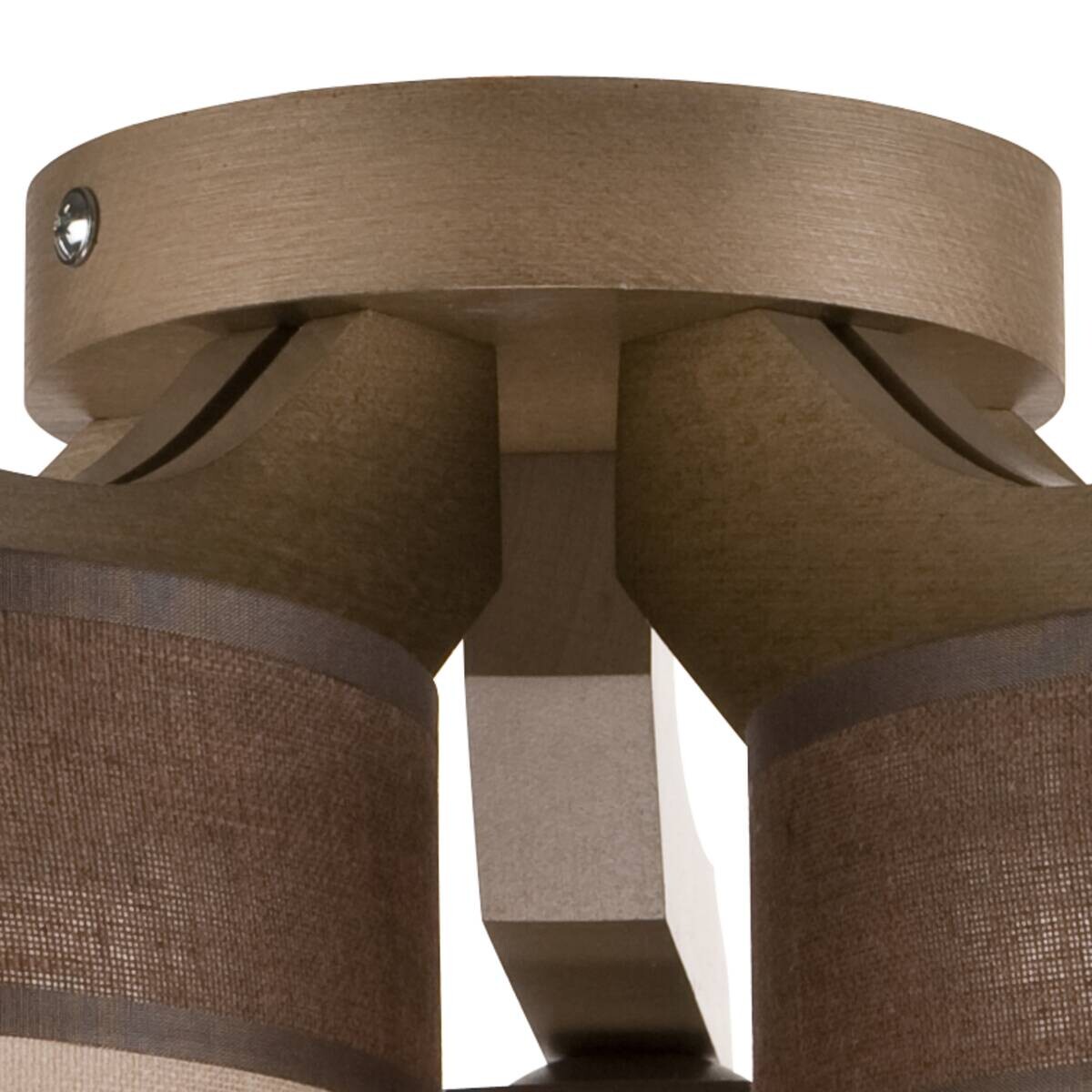 Lamkur Deckenleuchte Andrea natur Holz Stahl Stoff H/L: ca. 23x43 cm E27 5 Brennstellen