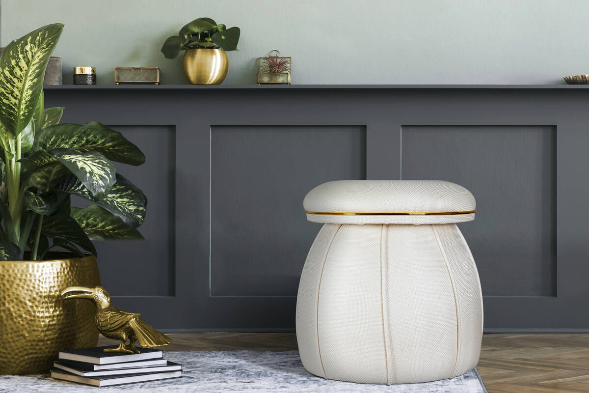 360 Living Hocker Corin 120 elfenbein gold H/D: ca. 51,5x51,5 cm