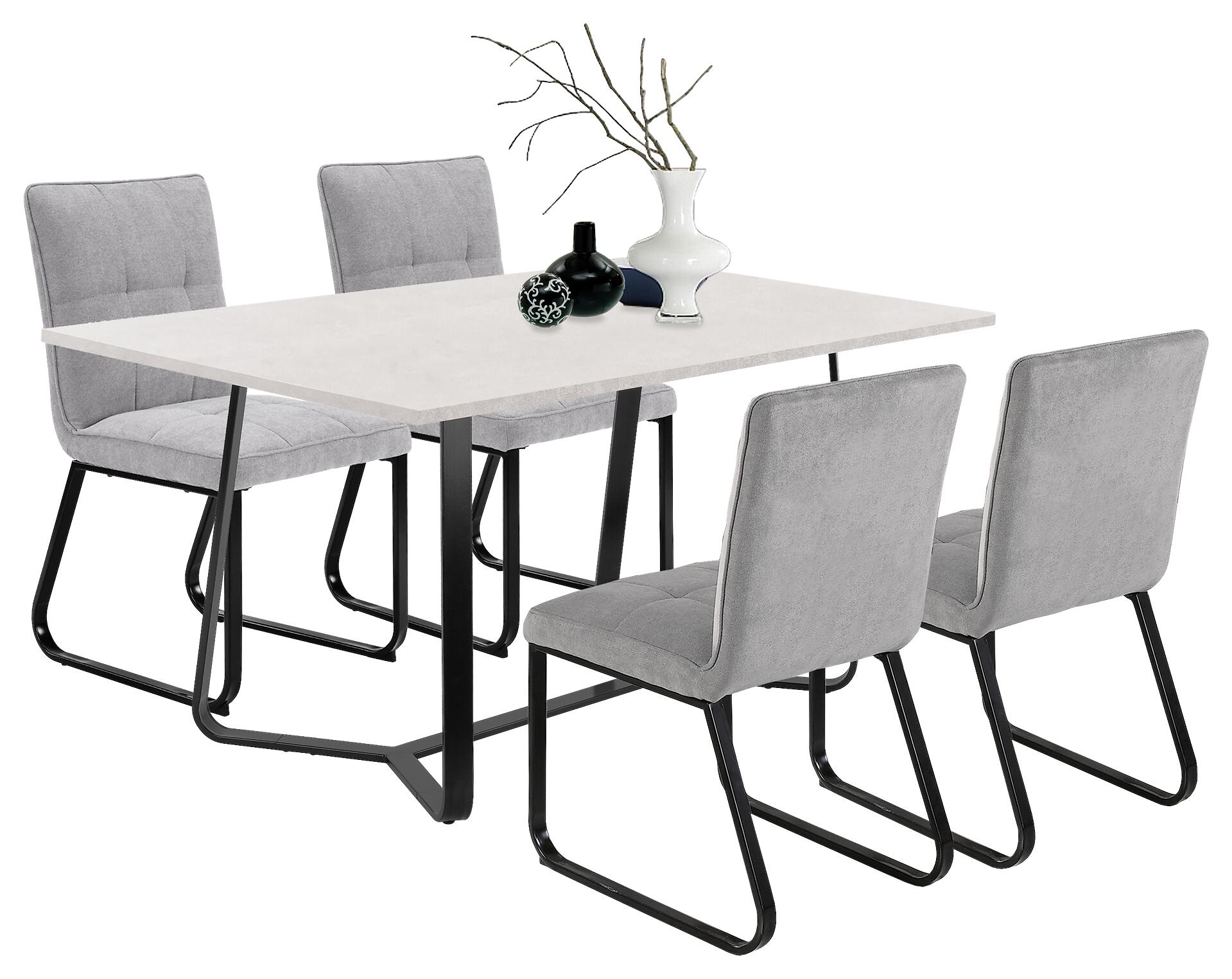 Stuhl TALEA  2er-Set hellgrau schwarz Webstoff Metall B/H/T: ca. 46x86x55 cm